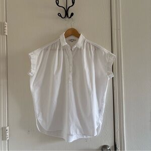 Madewell Women’s Size Small White Popover Top Short Sleeve 100% Cotton